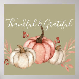  Waterverf Pompoenen op Sage Poster