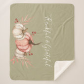  Waterverf Pompoenen op Sage Sherpa Deken (Voorkant)