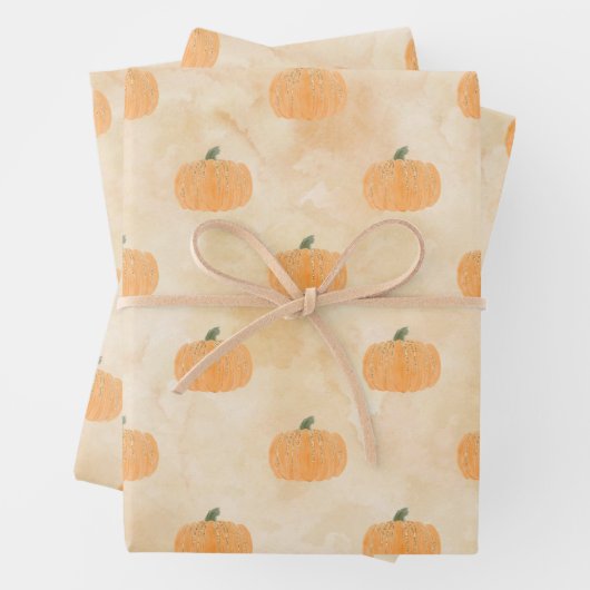 Waterverf pompoenen op Sinaasappel Inpakpapier Vel (In situ)