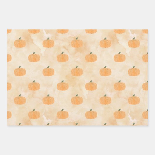 Waterverf pompoenen op Sinaasappel Inpakpapier Vel (Voorkant)