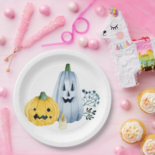 Waterverf pompoenen papieren bordje (Feest)
