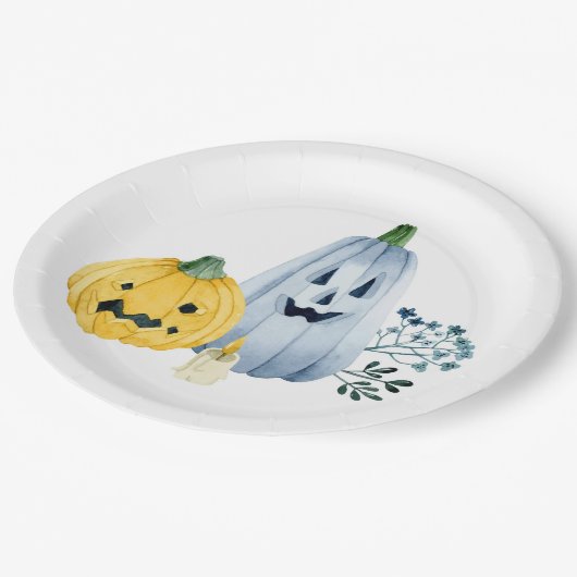 Waterverf pompoenen papieren bordje (Gekanteld)