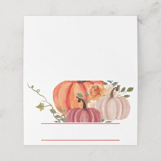 Waterverf pompoenen plaatskaartje (Buitenkant ongevouwen)