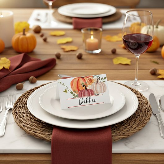 Waterverf pompoenen plaatskaartje