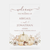 Waterverf pompoenen rustieke herfst bruiloft welko acryl bord (Voorkant)