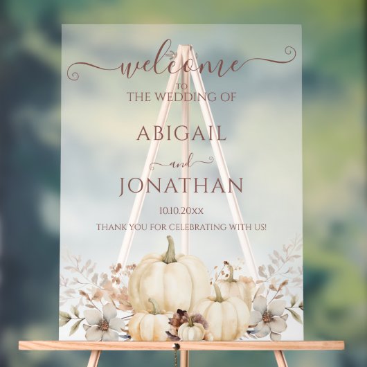 Waterverf pompoenen rustieke herfst bruiloft welko acryl bord (Neutraal)