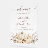 Waterverf pompoenen rustieke herfst bruiloft welko acryl bord (Hoek)