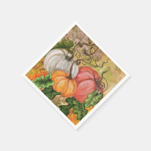 Waterverf pompoenen servetten (Hoek)