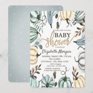 Waterverf Pompoenen Stippen Baby Shower Kaart