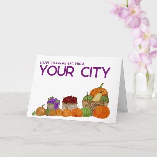  Waterverf Pompoenen Thanksgiving Card Kaart (Orchidee)