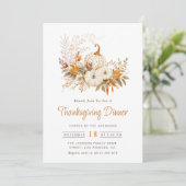 waterverf pompoenen Thanksgiving diner Kaart (Staand voorkant)