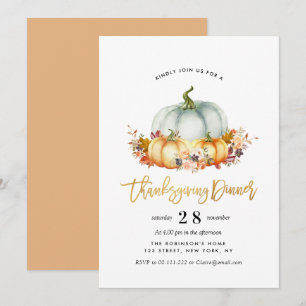 waterverf pompoenen Thanksgiving uitnodiging