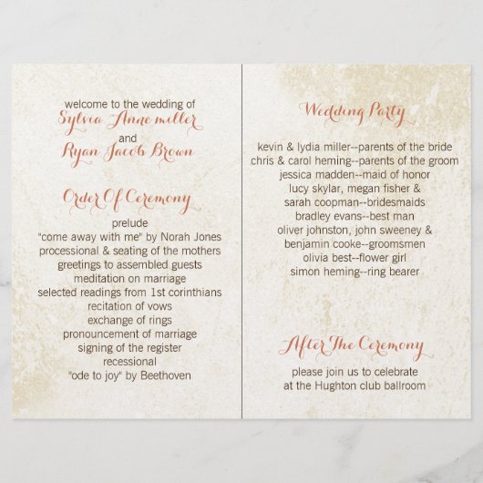 waterverf pompoenen twevoudig bruiloft programma (Achterkant)