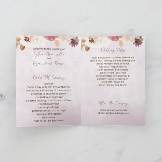 Waterverf pompoenen vallen bruiloft programma (Binnen)