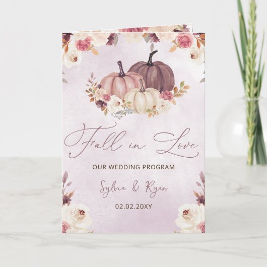 Waterverf pompoenen vallen bruiloft programma (Voorkant)
