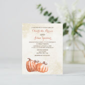 Waterverf pompoenen vallen onder huwelijksuitnodig (Staand voorkant)