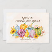 Waterverf Pompoenen Zonnebloemen Thanksgiving Feestdagenkaart (Voorkant)