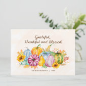 Waterverf Pompoenen Zonnebloemen Thanksgiving Feestdagenkaart (Staand voorkant)