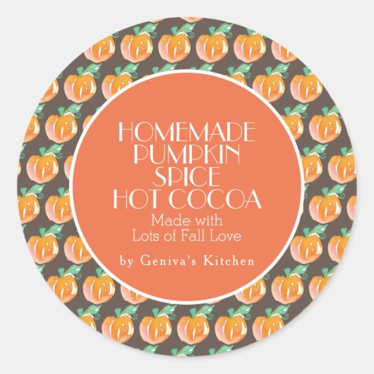 Waterverf Pompoengewürs Cacao Thuismix Ronde Sticker (Voorkant)