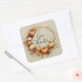 Waterverf pompoenkrans Thanksgiving Vierkante Sticker (Envelop)