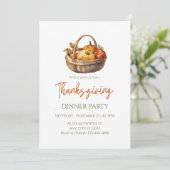 Waterverf Pompoenmand Thanksgiving-diner Kaart (Staand voorkant)