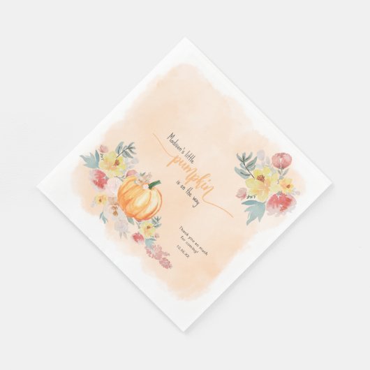 Waterverf Pompoenneutraal baby shower Servet (Hoek)
