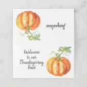 Waterverf pompoenontwerp Thanksgiving Plaatskaartje (Buitenkant ongevouwen)