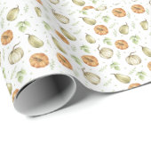 Waterverf pompoenoogst en herfstbladeren cadeaupapier (Rol Hoek)