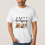 waterverf pompoenoogst happy thanksgiving t-shirt<br><div class="desc">Happy Thanksgiving vakantie met waterverf herfst bloemenpompoenen ontwerp.</div>