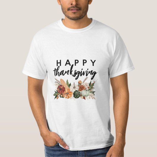 waterverf pompoenoogst happy thanksgiving t-shirt (Voorkant)