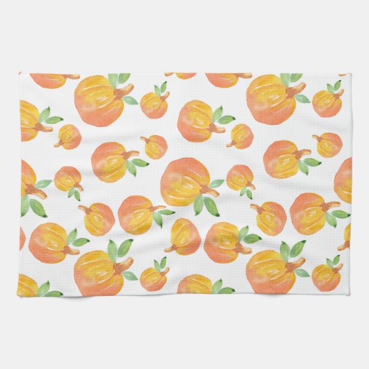 Waterverf pompoenpatroon 3 keukenhanddoek (Horizontaal)