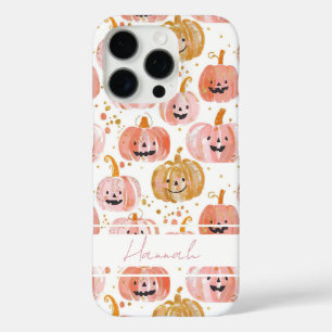 Waterverf Pompoenpatroon met naam iPhone 16 Pro Hoesje
