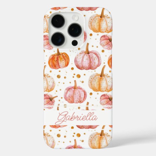 Waterverf Pompoenpatroon met naam Case-Mate iPhone Case (Achterkant)