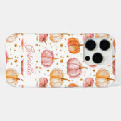 Waterverf Pompoenpatroon met naam Case-Mate iPhone Case (Achterkant (horizontaal))