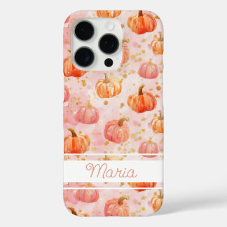 Waterverf Pompoenpatroon met naam iPhone 16 Pro Hoesje