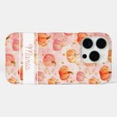 Waterverf Pompoenpatroon met naam Case-Mate iPhone Case (Achterkant (horizontaal))