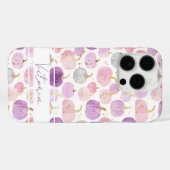 Waterverf Pompoenpatroon met naam Case-Mate iPhone Case (Achterkant (horizontaal))