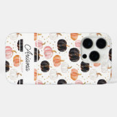 Waterverf Pompoenpatroon met naam Case-Mate iPhone Case (Achterkant (horizontaal))