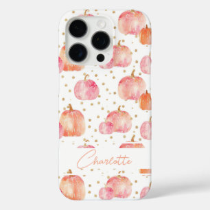 Waterverf Pompoenpatroon met naam iPhone 16 Pro Hoesje