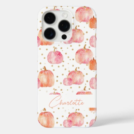 Waterverf Pompoenpatroon met naam Case-Mate iPhone Case (Achterkant)