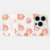 Waterverf Pompoenpatroon met naam Case-Mate iPhone Case (Achterkant (horizontaal))
