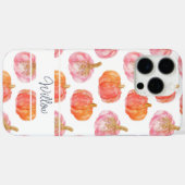 Waterverf Pompoenpatroon met naam Case-Mate iPhone Case (Achterkant (horizontaal))