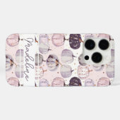 Waterverf Pompoenpatroon met naam Case-Mate iPhone Case (Achterkant (horizontaal))