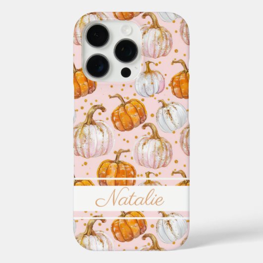 Waterverf Pompoenpatroon met naam Case-Mate iPhone Case (Achterkant)
