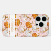 Waterverf Pompoenpatroon met naam Case-Mate iPhone Case (Achterkant (horizontaal))