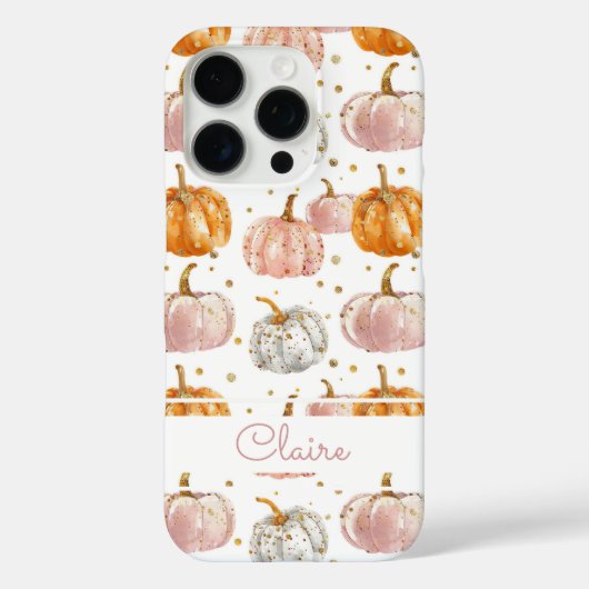Waterverf Pompoenpatroon met naam Case-Mate iPhone Case (Achterkant)