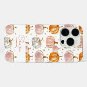 Waterverf Pompoenpatroon met naam Case-Mate iPhone Case (Achterkant (horizontaal))