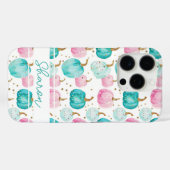 Waterverf Pompoenpatroon met naam Case-Mate iPhone Case (Achterkant (horizontaal))