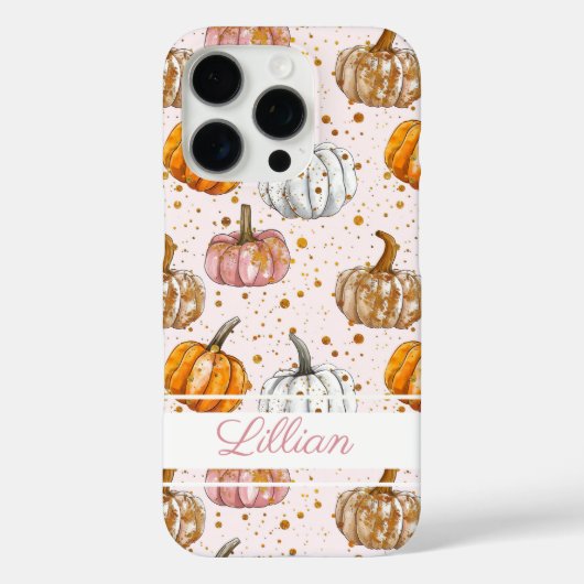Waterverf Pompoenpatroon met naam Case-Mate iPhone Case (Achterkant)