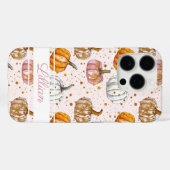 Waterverf Pompoenpatroon met naam Case-Mate iPhone Case (Achterkant (horizontaal))